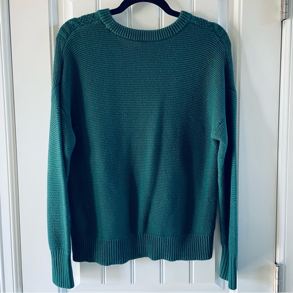 GAP Mens Hunter Green Cable Knit Cotton Crewneck Grandpa Sweater | Medium - Picture 3 of 6